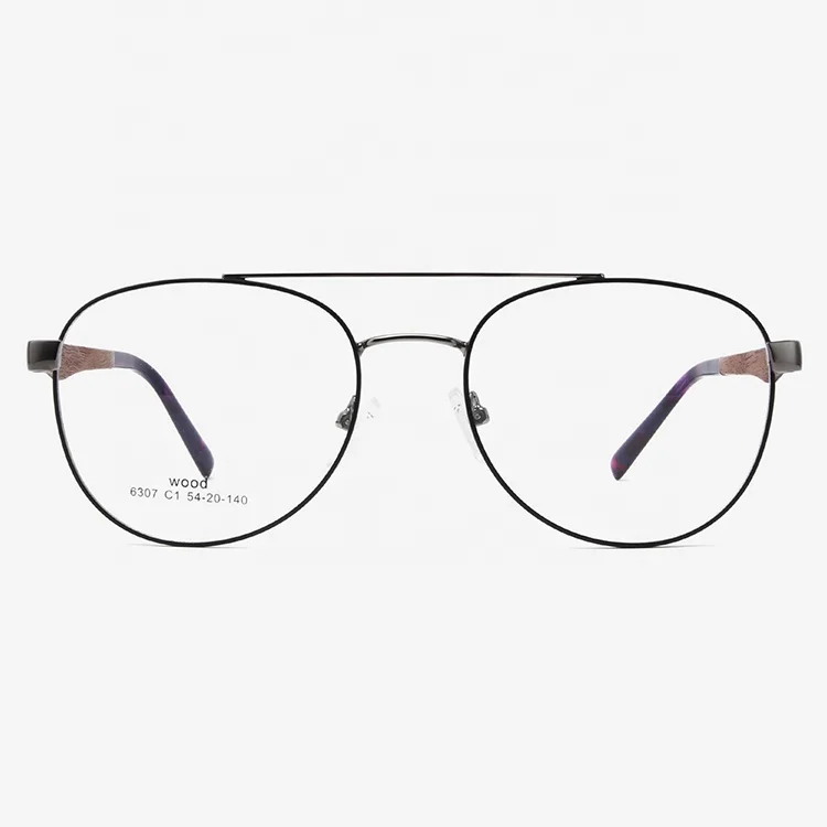 

New Design Double Bridge Mental Wooden Eye Glasses Frame Reading Glasses Frame YT-KCMZ-6307, Four colors