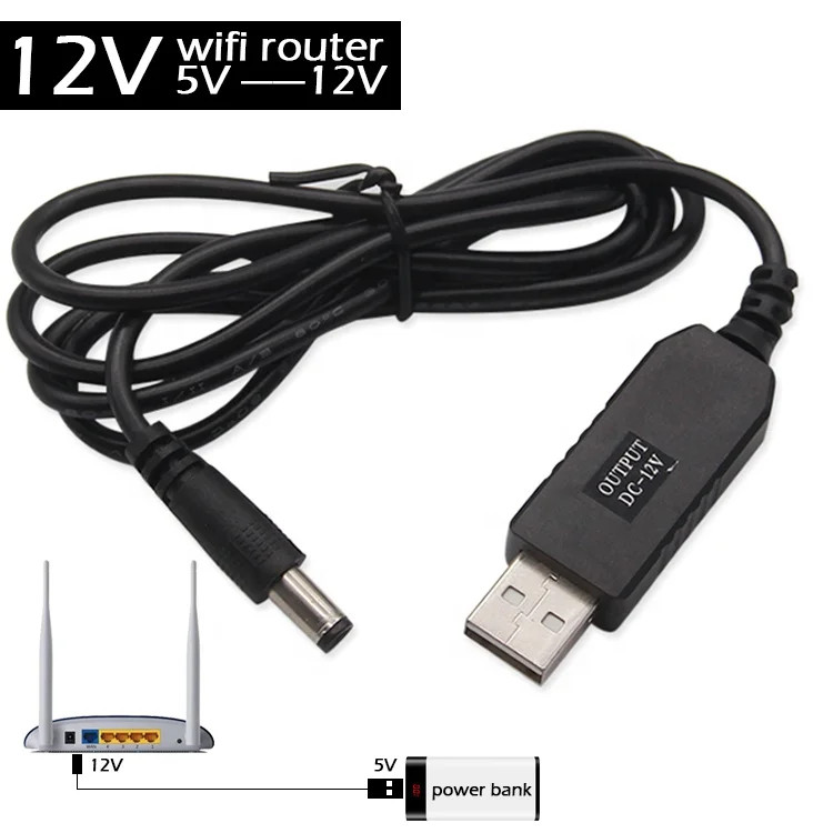 

High Compatible 1m Set Up Charger Power 5.5x2.1 mm DC 5V To 12V USB Cable for Wifi Router