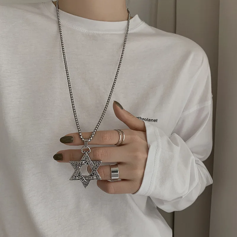 

European Hexagonal Korean Hexagonal Sun God Pendant Hip Hop Necklace, A93