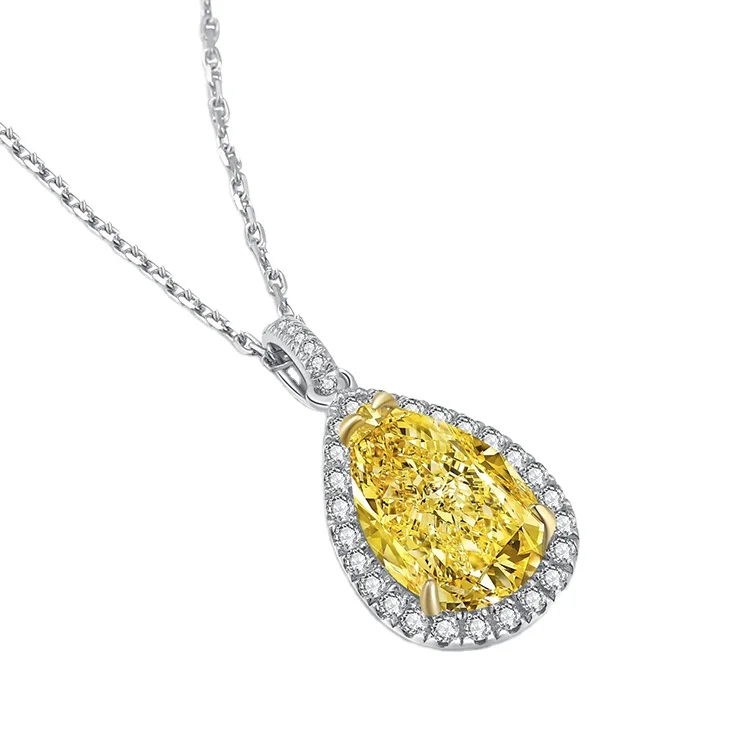 Hot Necklace with 3.0ct Pear Shape Simulated Diamond in Solid Sterling Silver Not Brass Silver Plated
