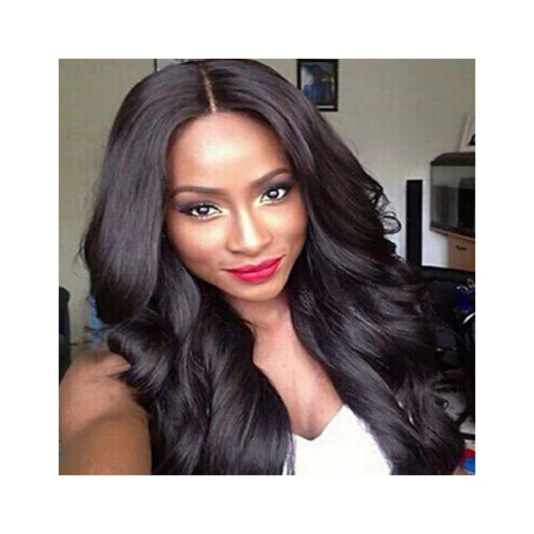 

peruvian human hair body wave wig full lace wig loose wave brazilian wig, Black