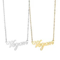 

Fashion stainless steel jewelry personalized name vegan letter necklace custom logo gold plated necklace for Vegetarianism