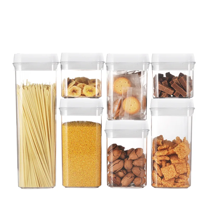 

7pcs set airtight dry food storage container, Clear
