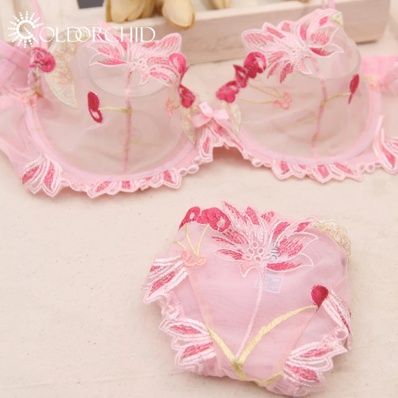 

2021 new design beautiful girls flower underwire bra panty sets
