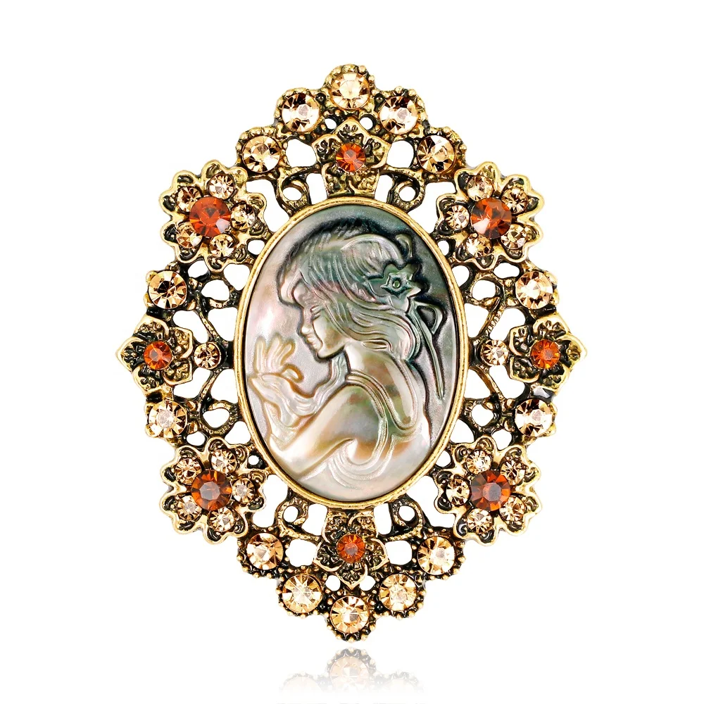 

Luxury Glamour Beauty Head Water Drop Rhinestone Crystal Wedding Pendant Brooch
