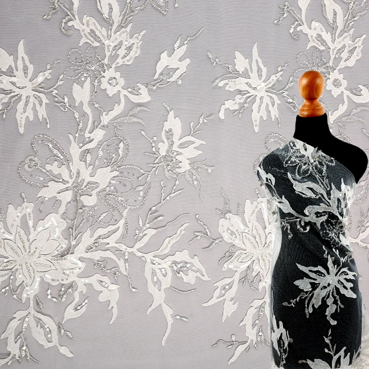 

QC079 New design embroidery lace flower fabric Nigerian lace embroidery french lace fabric