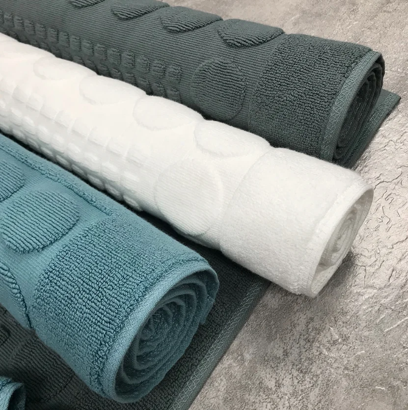 Little Foot Print Embossed Cotton Non Slip Bath Mat Bathroom Bath Foot