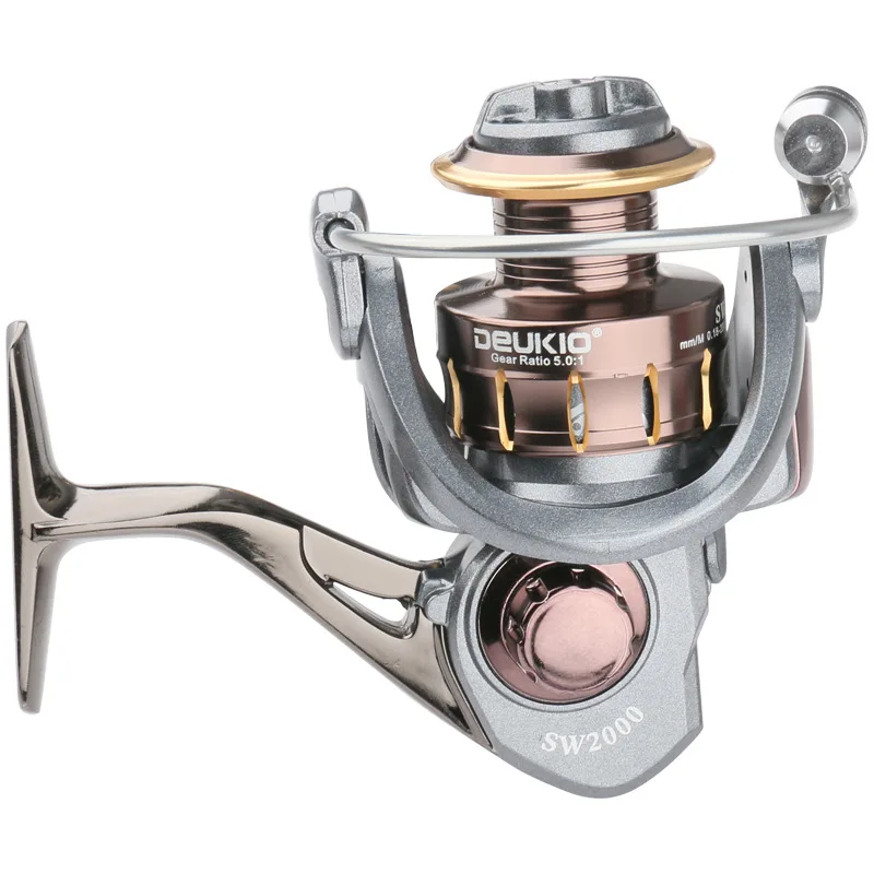 

Haroi SW Metal reel fishing 4+1BB curved spool with metal knob spinning Fishing reel, Blue grey