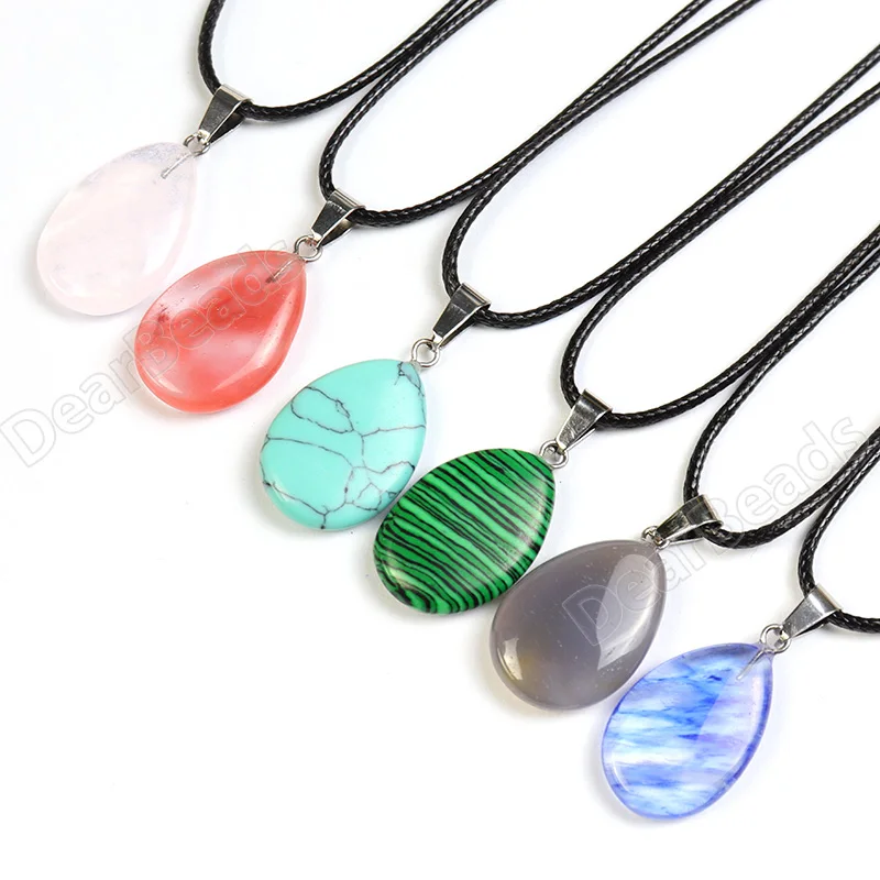 

Natural Teardrop Crystals Necklace Genuine Stone Gemstone Pendants NECKLACES for Jewelry Making