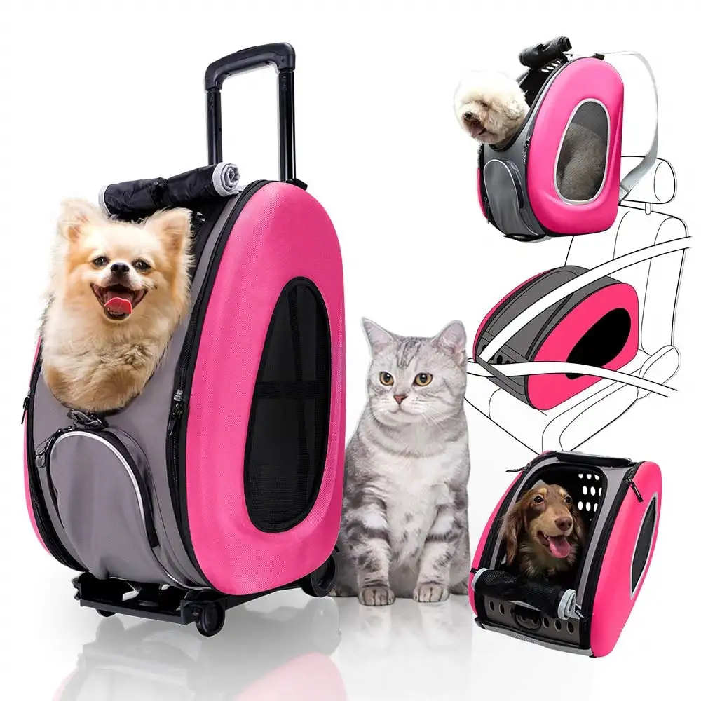 

Airline Approved Best Large On Wheels Stroller Trolley Rolling Pet Carrier Backpack For Large Dogs, Customized