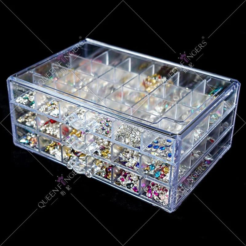 

20 Grid Nail Jewelry Classification Storage Box Transparent Acrylic Multi-layer Jewelry Diamond Rhinestone Box With Grid