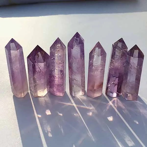 

Natural Amethyst Single Pointed Column Amethyst Hexagonal Prisms Feng Shui Pendant Decorate, Mixed color