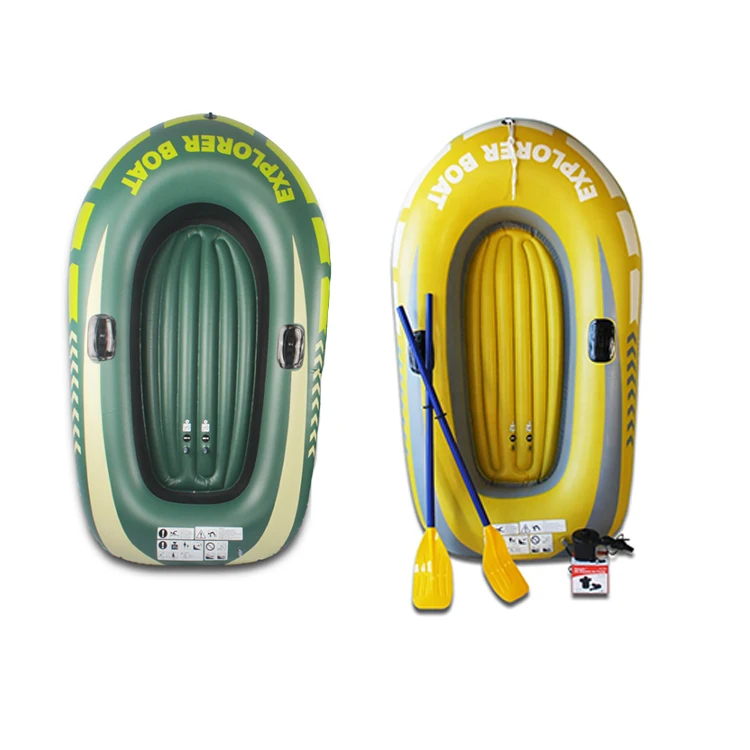 

2 person PVC thickened lightweight excursion inflatable explore boat rowing, Green, yellow