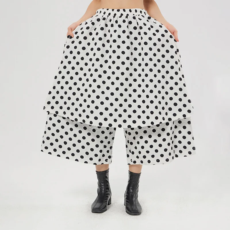 

Manufacturer Wholesale Plus Size Women's Skirts Spring and Summer New 2022 Trendy Casual Dot Wide Leg Pants 3100