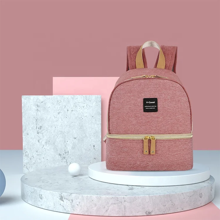 

vcoool backpack design double deck Breast Milk Food Delivery Bag Insulated Lunch Bag Cooler for women, 4 colors