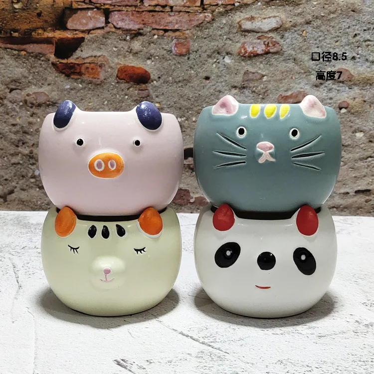 

Animal flowerpot creative cute cartoon ceramic fleshy flower pot succulent plant container indoor decor small porcelain basin
