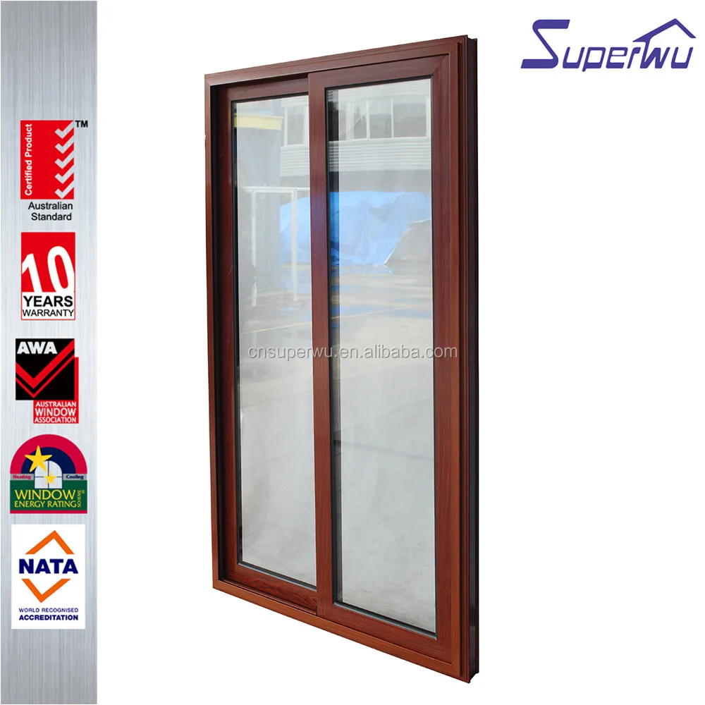wind proof  impact resistant wood color aluminium sliding doors