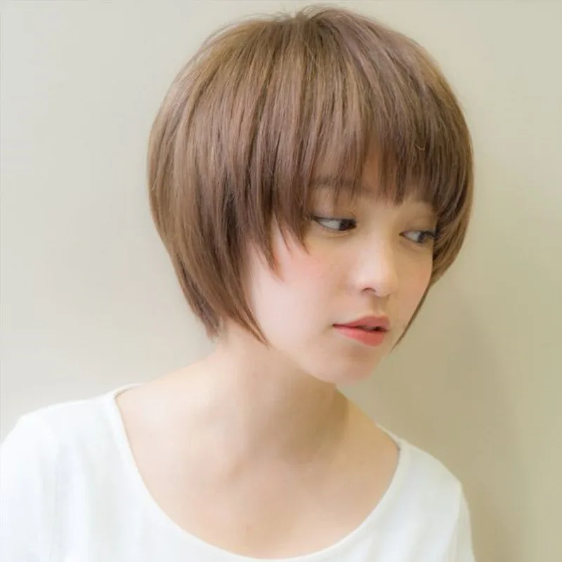 

Dropshipping New Korean Style Wig Girls' Short Hair Temperament Oblique Bangs Soft Girl Wig Short Straight Hair