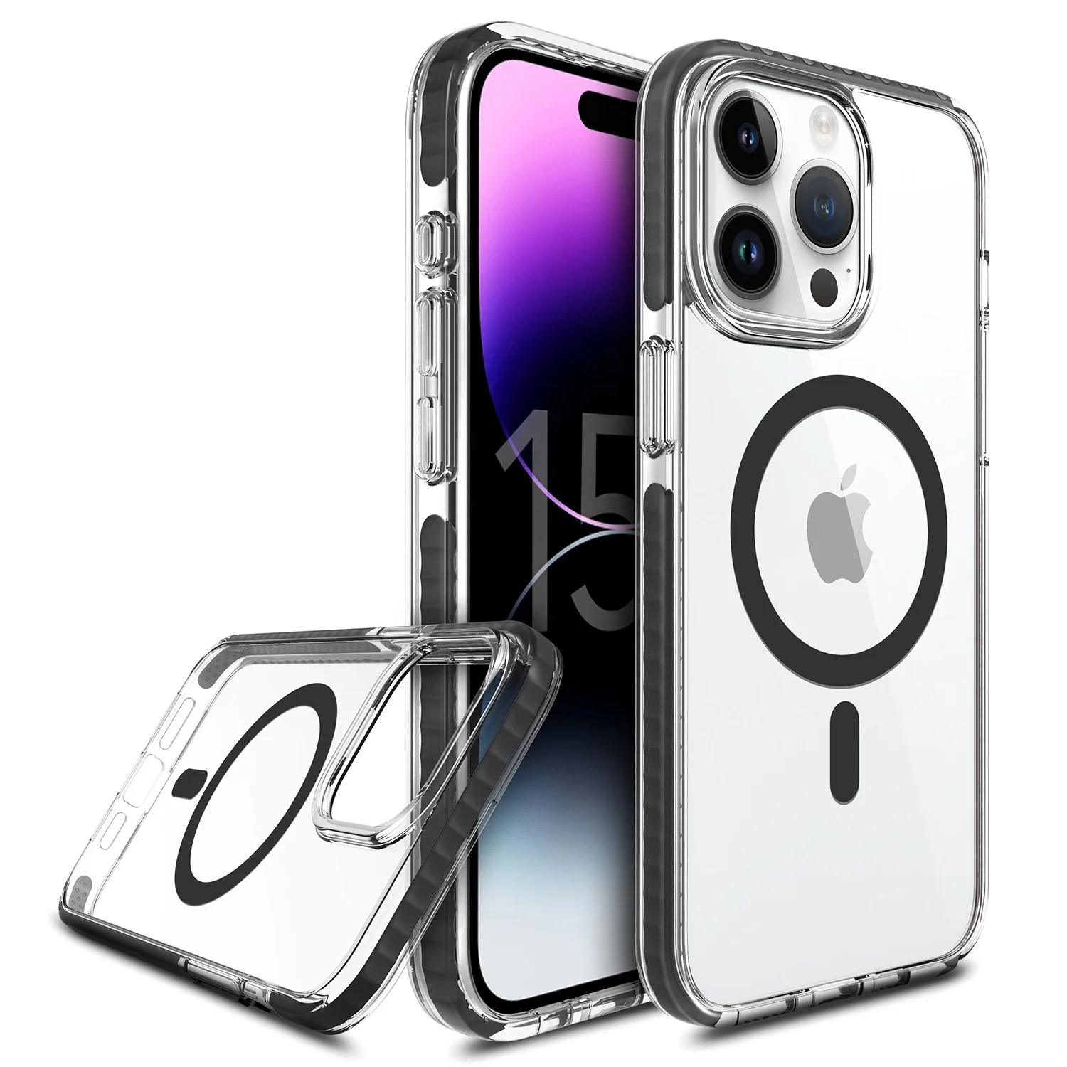 

WOWCASE Echo tech Wireless Magnetic Charging Transparent Phone Case For iPhone 15 Ultra 15 Pro max TPE Bumper Shock Cover Shell