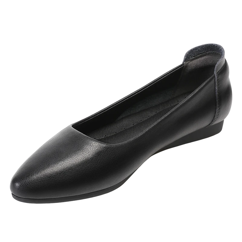 

Anti-slipping wedge flat genuine black comfortable safety work shoes 2021 office ladies shoes male office shoes