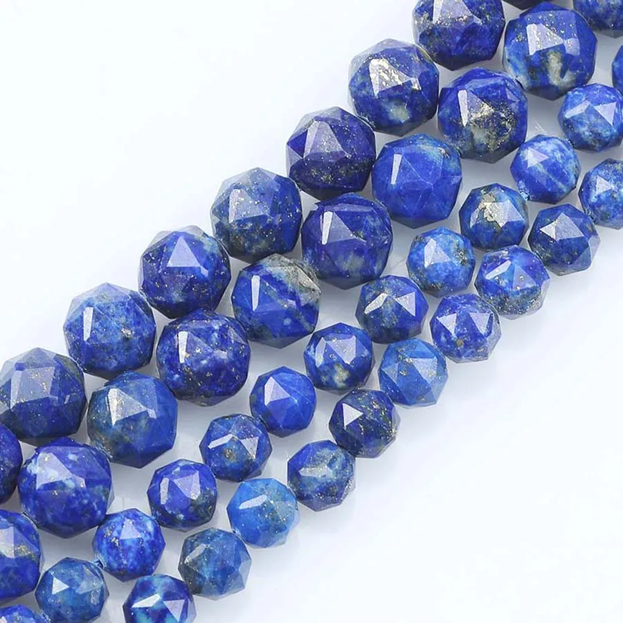 

Wholesale Natural 6mm/8mm Faceted Lapis Lazuli Stone Loose Beads For Jewelry DIY Bracelet