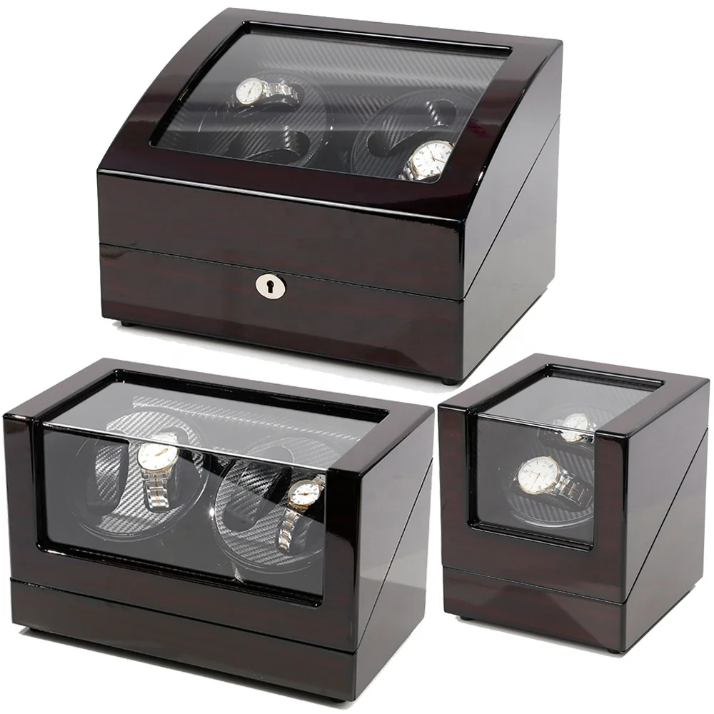 

Wholesale single double 4grids 10slots electronic automatic watch winder box, Black,brown,pantone as well as cmyk