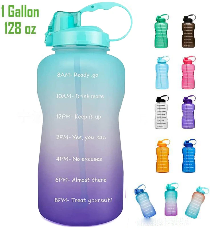 

2021 64oz Large Capacity Motivational BPA Free Tritan Plastic Sport Water Bottle with Time Marker, Customized color