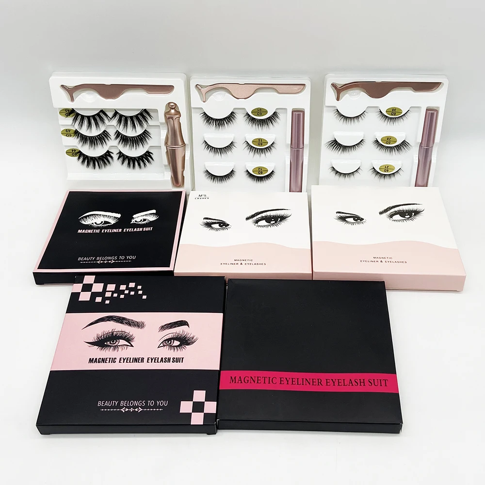 

5 magnets light weight magnetic eyeliner and magnetic lashes 3d wholesale magnetic eyelashes, Black