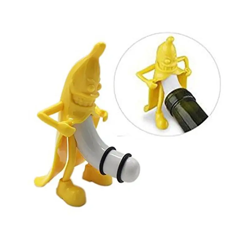 

Amazon Hot Selling Food Grade Alcohol Preserver For Banana Shape Champagne Wine Bottle Stopper, Yellow