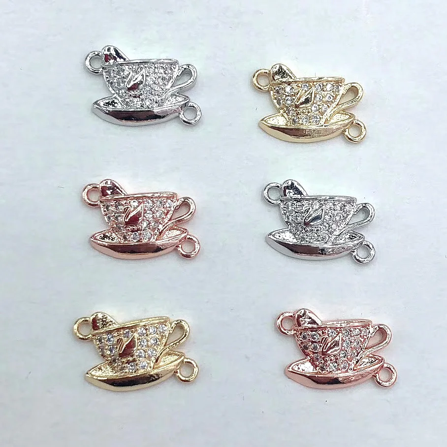 

Popular Jewelry CZ Cup Shape Bracelet Connector Zircon Mosaic Mini Cup Jewelry Accessory