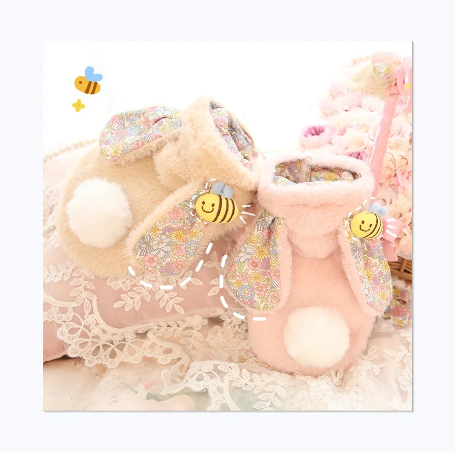 

Cute Warm Lace Princess Good Quality And Price Pet Winter Coat Soft Dog Clothes Rabbit Ears