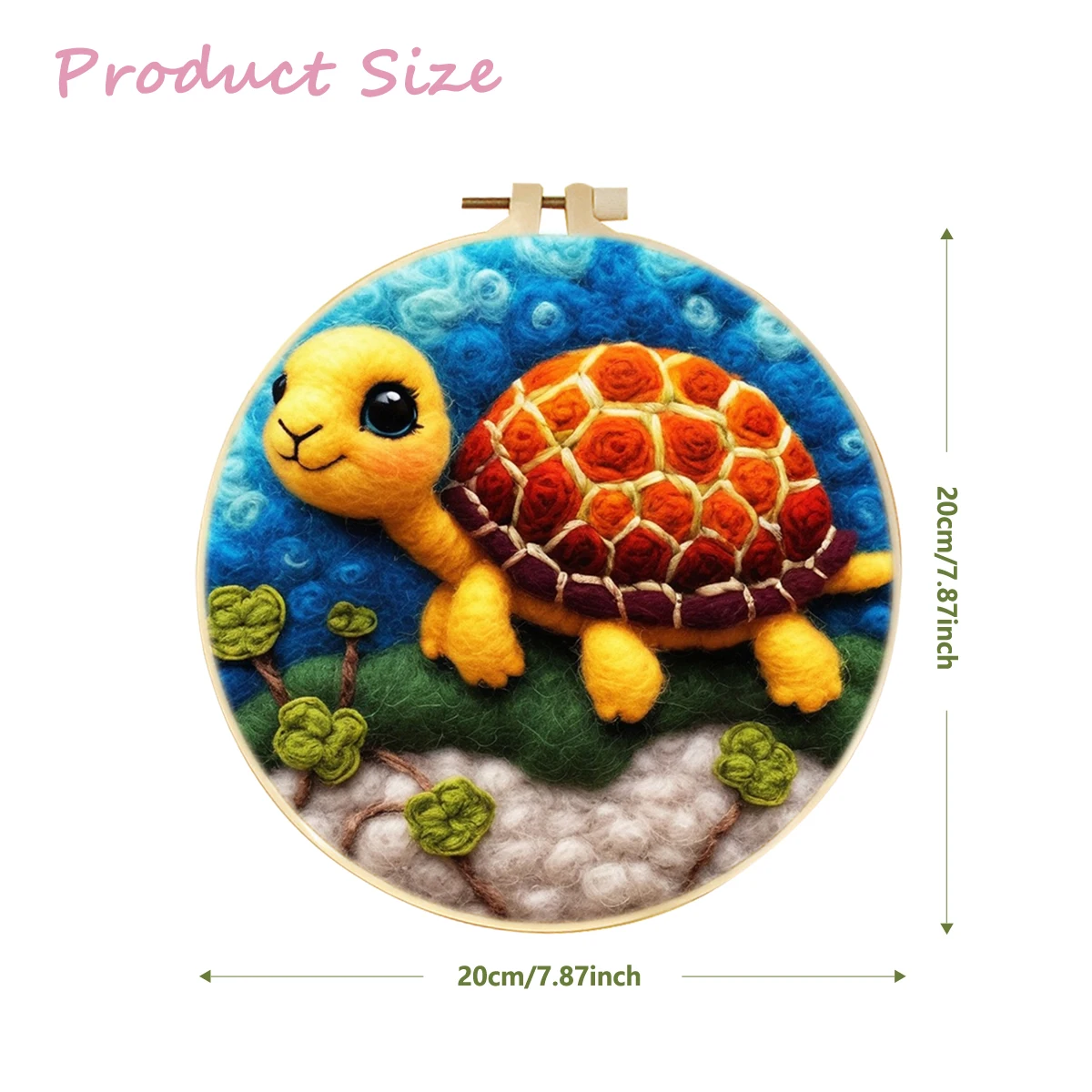 For CHENISTORY Colorful Wool Needle Felting Starter Kit Turtle Pattern for Beginners with Canvas Support Figure Subjects