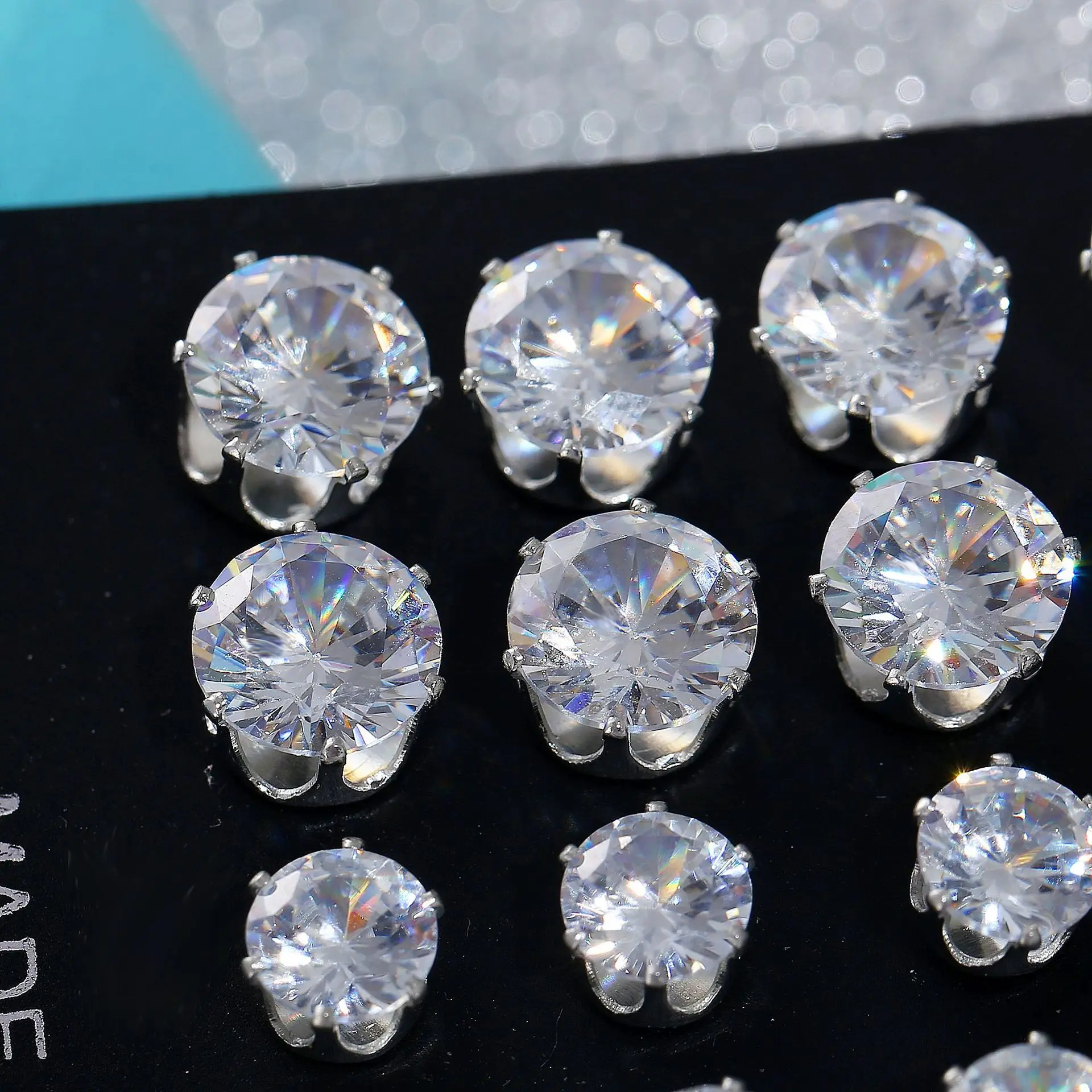 Wholesale 24 Pcs Earrings Cubic Zircon Simulated Diamonds Cheap Fake
