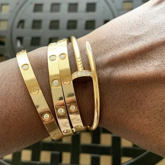 

Luxury Designer 316L Stainless Steel 18K Gold Plated Screwdriver Screw Love Brand Bangle Bracelet For Women And Men