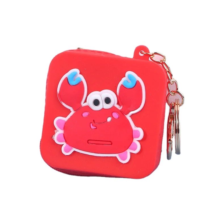 

Popular wallet gril kawaii bracelet cartoon animal PVC soft silicone square zipper zero wallet., Customized color