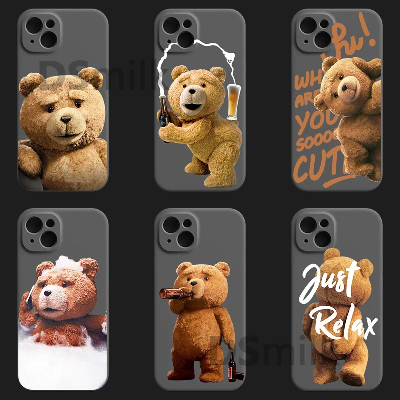 Brown Bear Phone Case for iPhone 15 14 13 Pro 12 11 Pro Xs X XR Max 8 7 SE Strong Silicone Cases Soft Back Cover