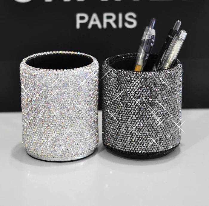 

Handmade Crystal Glitter Home Bedroom Vanity Makeup Brush Storage Bling Cup Holder Organizer, Silver, pink, rose gold or customized color