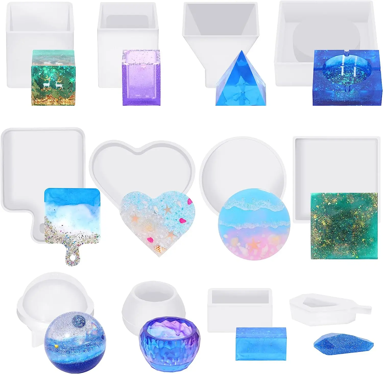 

Resin mold Silicone set 12 pieces epoxy resin mold Resin mold includes