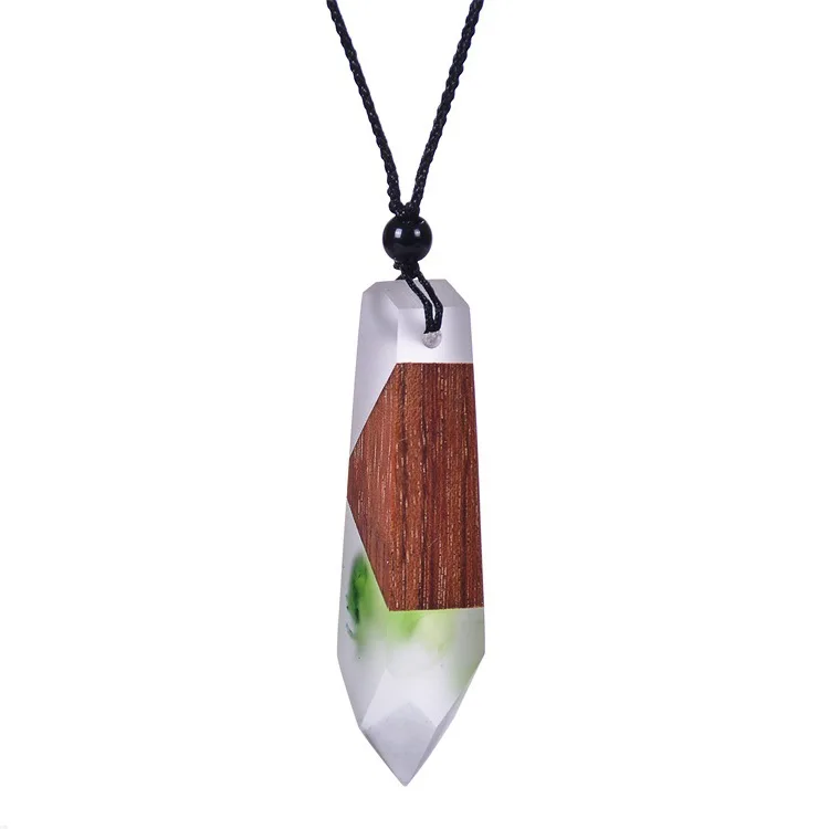 

Hot Selling Fashion Wood Resin Pendant Necklace Most Popular Products Jewellery Pendant Necklaces Epoxy Resin Wood for Necklace, As the picturs