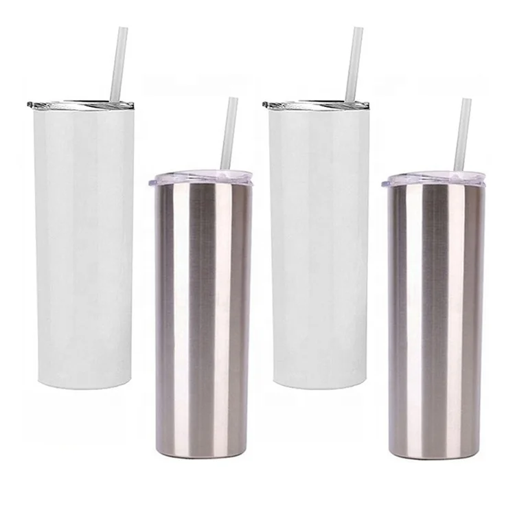

Sublimation Blanks stainless steel 20 oz skinny tumblers double wall insulated straight tumbler with straw