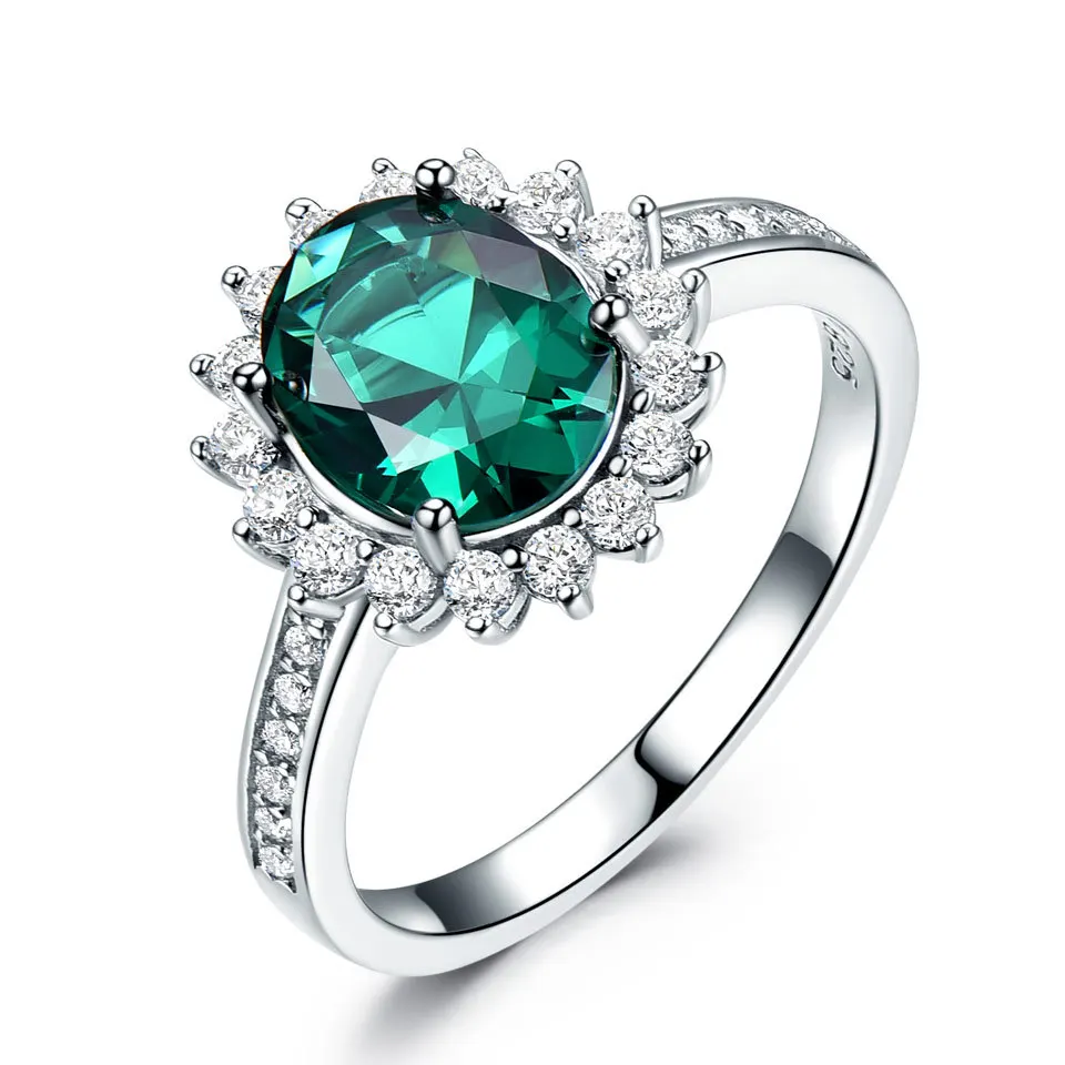 

Amorous Luxury Nano Emerald 925 Sterling Silver Vintage Birthstone crystal rings natural stone, Green