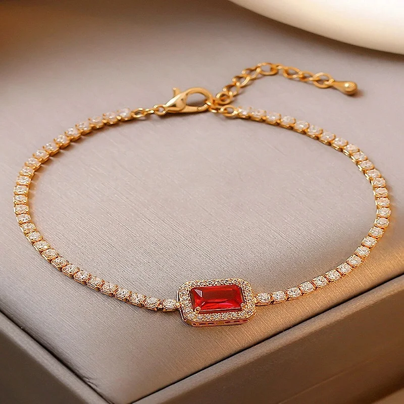 

red rhinestone tennis women bracelets fashion 2021