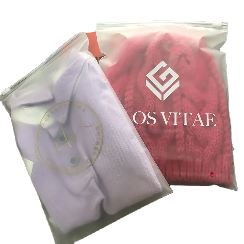 

Customized Biodegradable Eco-friendly Custom printing EVA frosted Zipper Bag for packing Garment clothing t-shirt