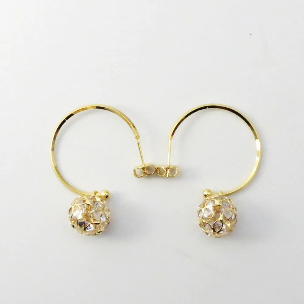 

RTS hollow out clear zircon ball hoop earrings set jewelry minimalism luxury earrings