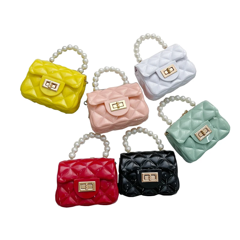 

Multicolors Mini Kid Jelly Handbag Candy Small Square Leather Shoulder Bag for Girls