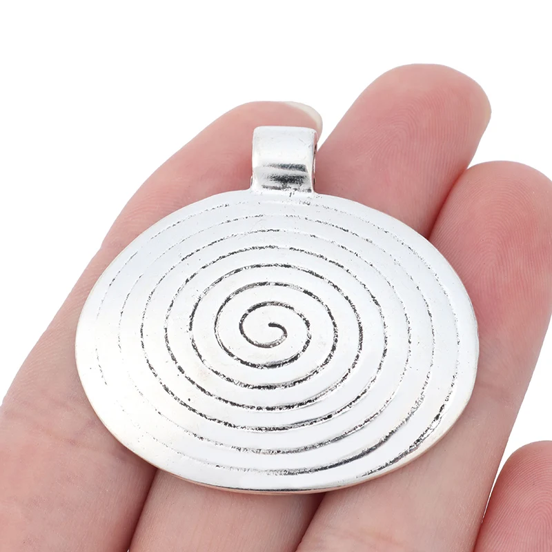 

Antique Silver Spiral Swirl Vortex Oval Charms Pendants for Necklace Jewelry Making Findings