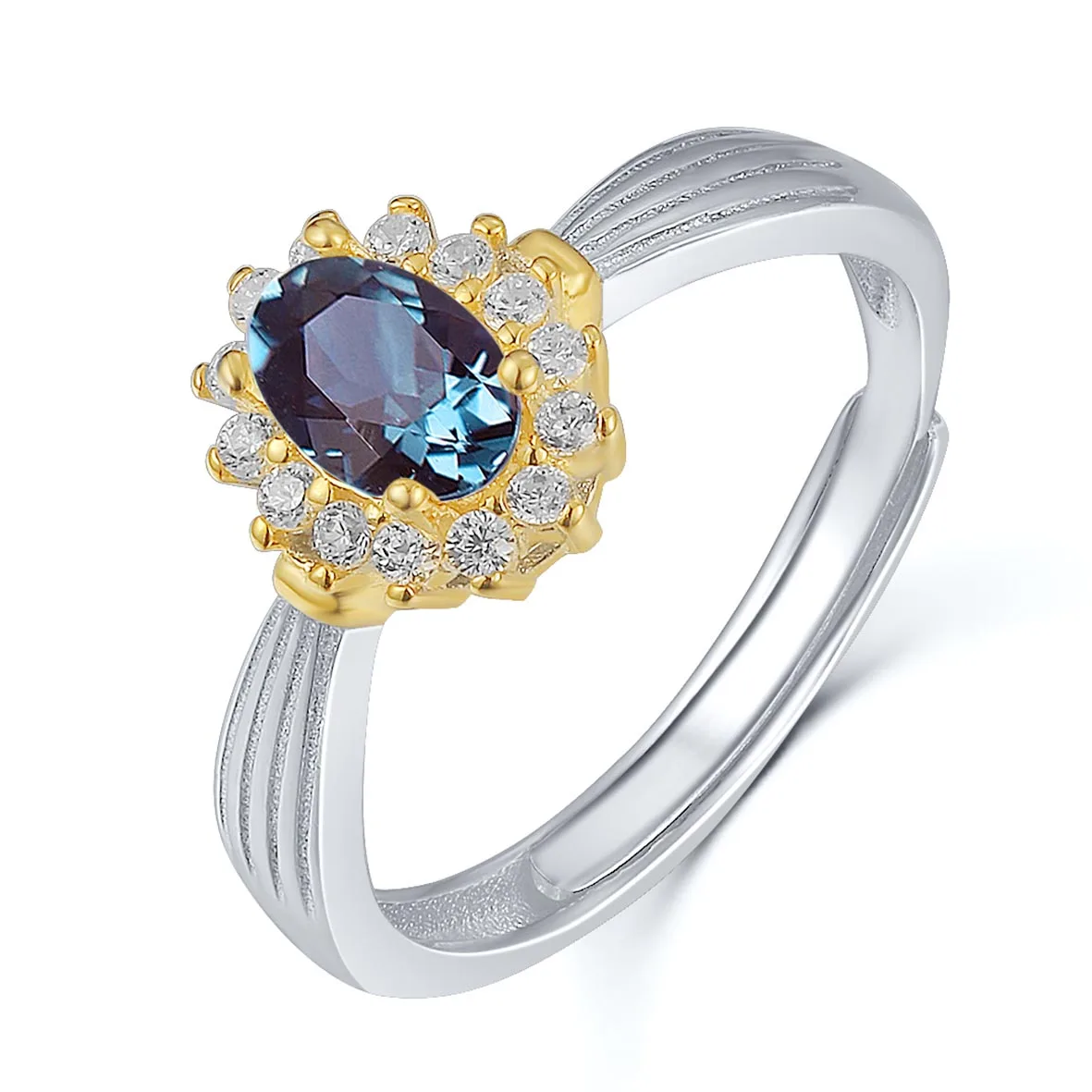 

Wholesale 925 Sterling Silver Jewelry 0.50ct Oval Cut Alexandrite Stone Rings Lab Created Alexandrite Ring