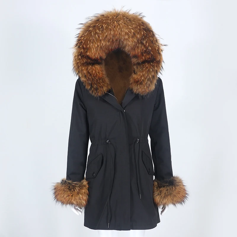 

OFTBUY 2021 New Waterproof Long Parka Real Fur Coat Winter Jacket Women Natural Raccoon Fur Collar Hooded Thick Warm Detachable