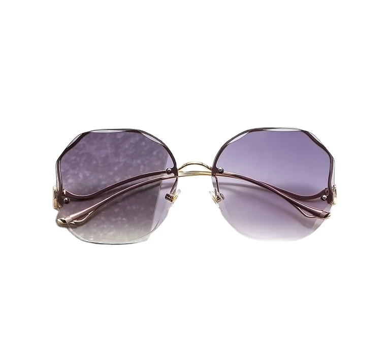 

Luxury Rimless Round Sunglasses 2021 Fashion Oversized Glasses optifix absorbable black mirror blu ray