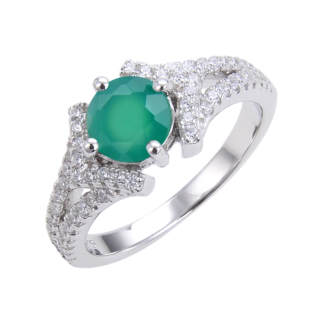 

Abiding Drop Shipping Natural Emerald 925 Sterling Silver Gemstone Ring For Women Engagement, Silver color or custom the color you like